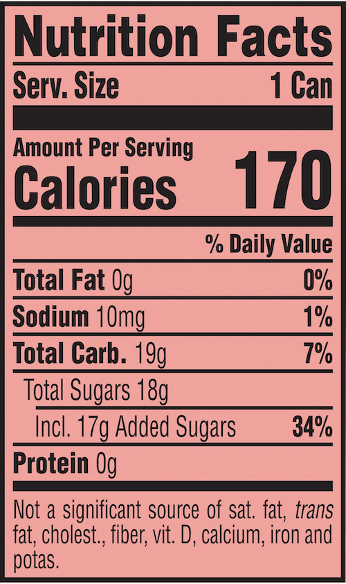 Nutrition Facts for Simple Spiked Apple Cranberry 12oz can